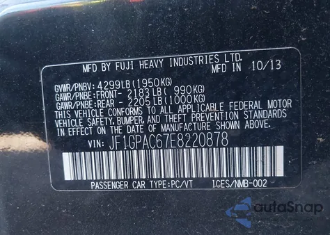 2014 Subaru Impreza 2.0I Premium z USA, uszkodzony, nr VIN JF1GPAC67E8220878